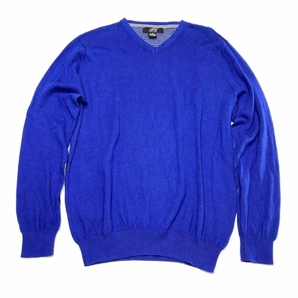 Foxcroft Sweater Sz M Blue Cashmere Cotton Blend‎ Womens